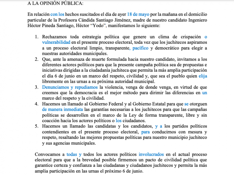 Denuncian amenazas en contra de madre del candidato de Morena