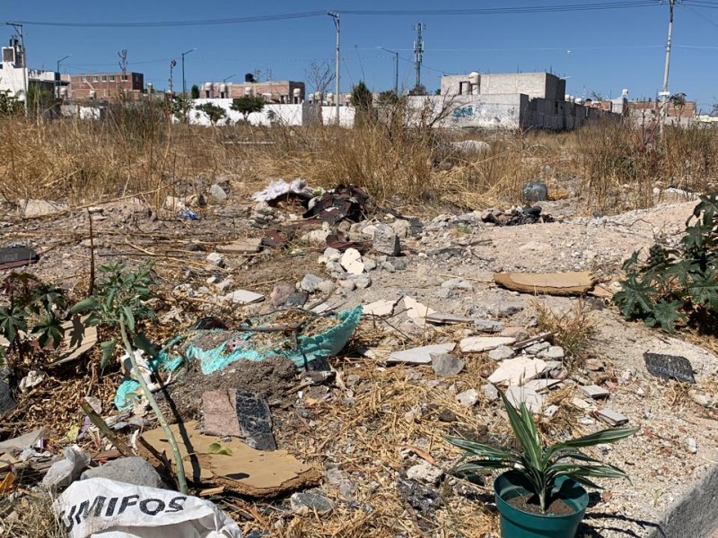 Denuncian baldío inseguro en Paseos de las Torres