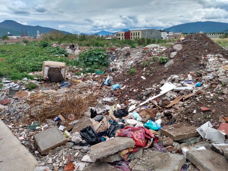 Denuncian cúmulos de basura y escombro en vialidad zamorana