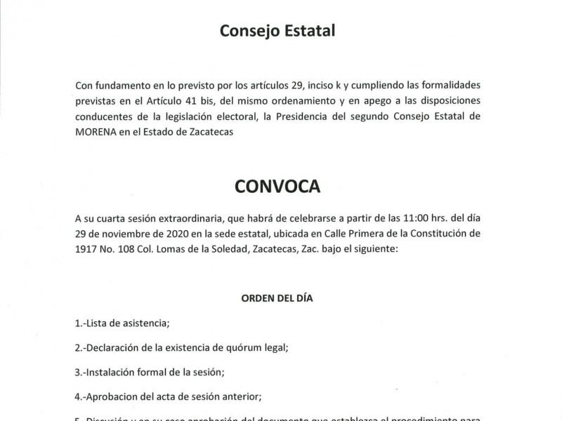 Denuncian irregularidad en  convocatoria para consejo estatal de Morena