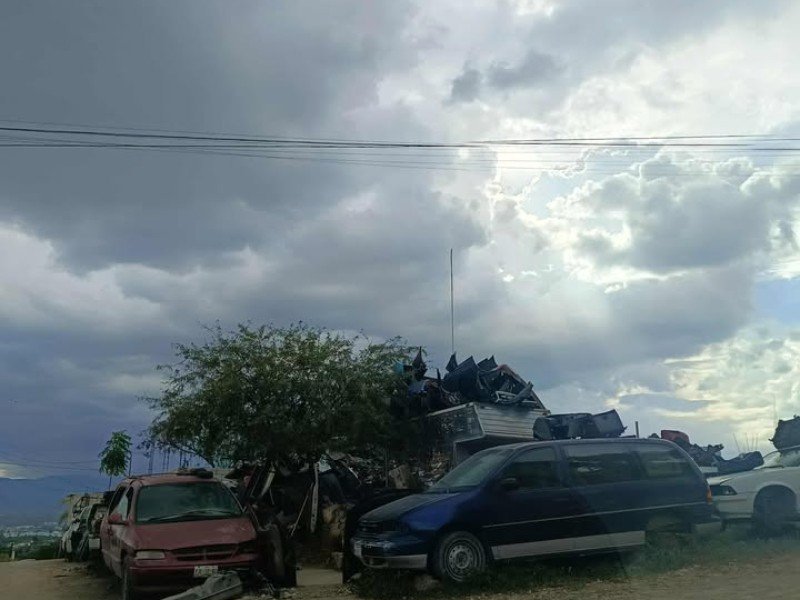 Denuncian obstrucción de vía pública por deshuesadero de autos