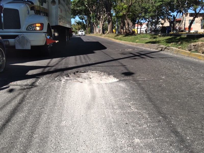 Denuncian profundo bache en lateral de av. Insurgentes