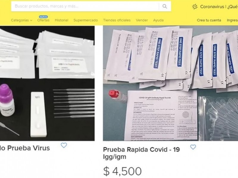 Denuncian supuesta venta de pruebas rápidas para covid-19 por internet