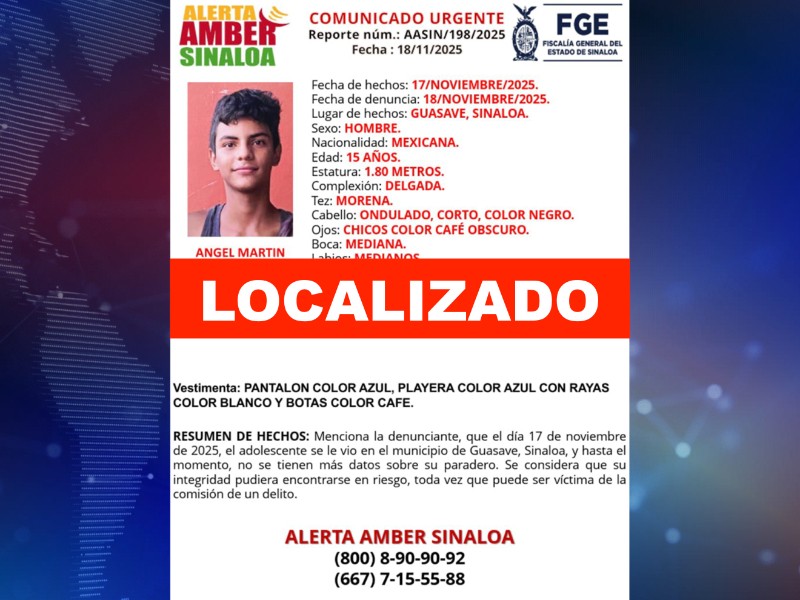 Desactiva FGE alerta amber; Localizan a Ángel Martín