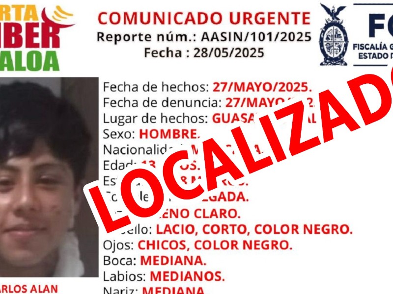 Desactivan alerta Amber; Localizan a Carlos Alan