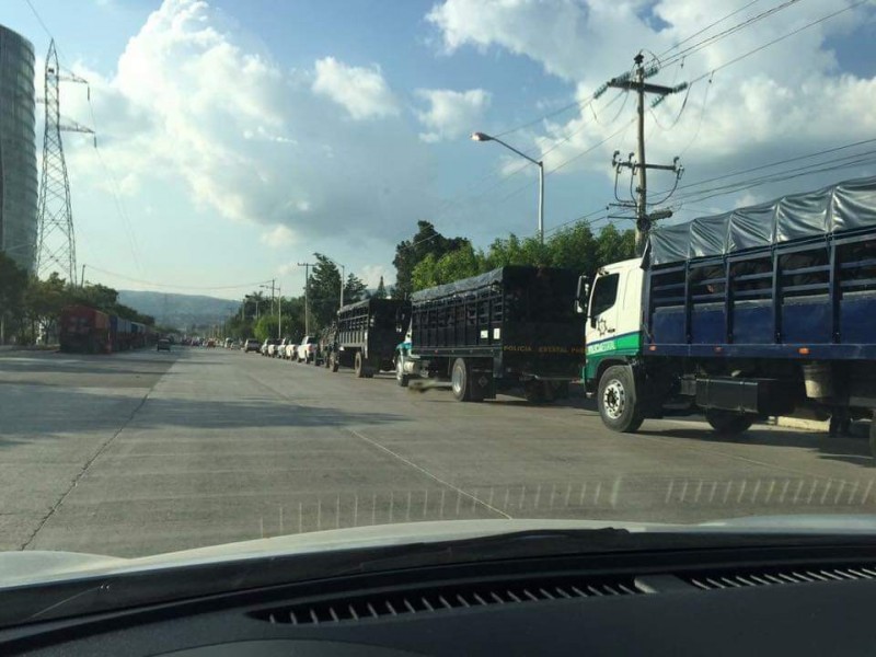 Desalojo de transportistas en la Torre Chiapas