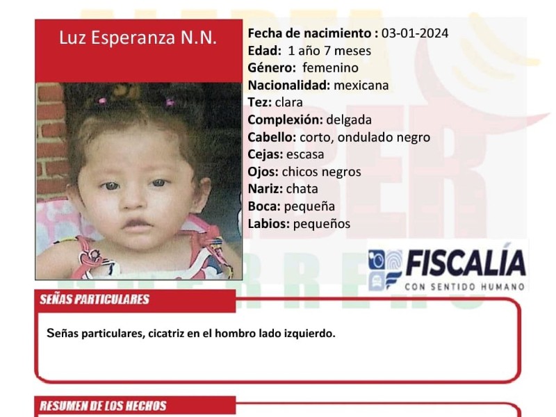 Desaparece bebé de un año en Tecpan de Galeana