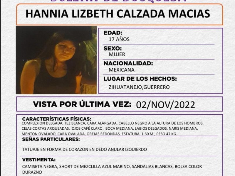 ¡Desaparece otra joven en Zihuatanejo! Activan Alerta Amber