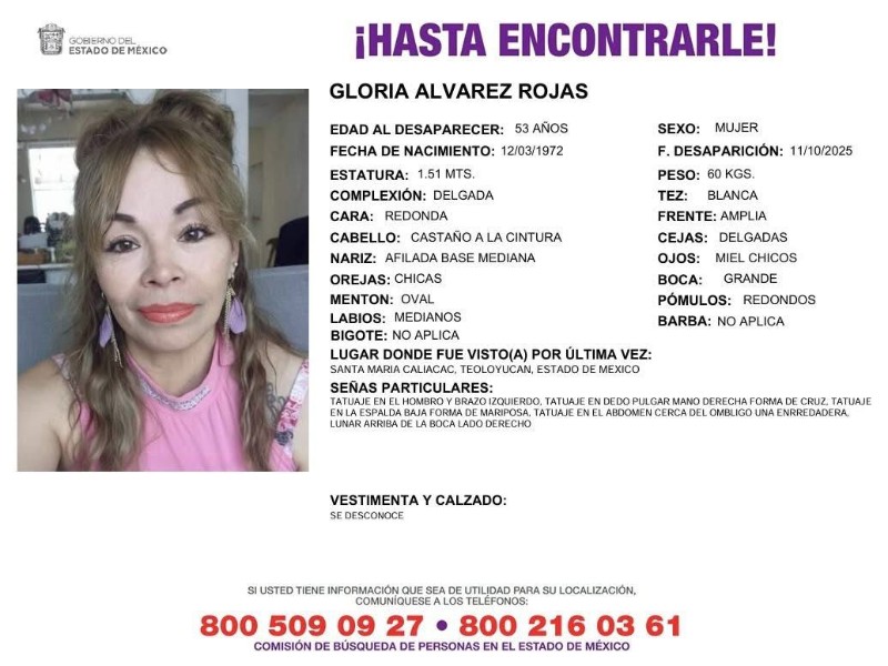 Desaparece otra mujer en Edomex