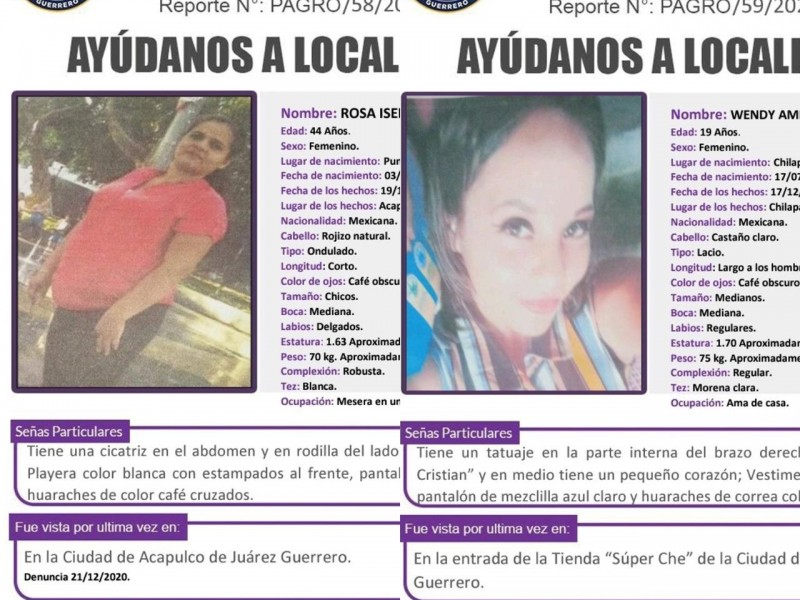 Desaparecen dos mujeres; una en Chilapa, otra en Acapulco