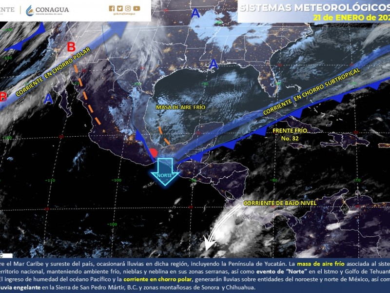 Frente frío  número 32 trae lluvias