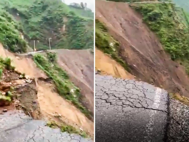 Deslizamiento de tierra arrasa con 100 metros carretera india