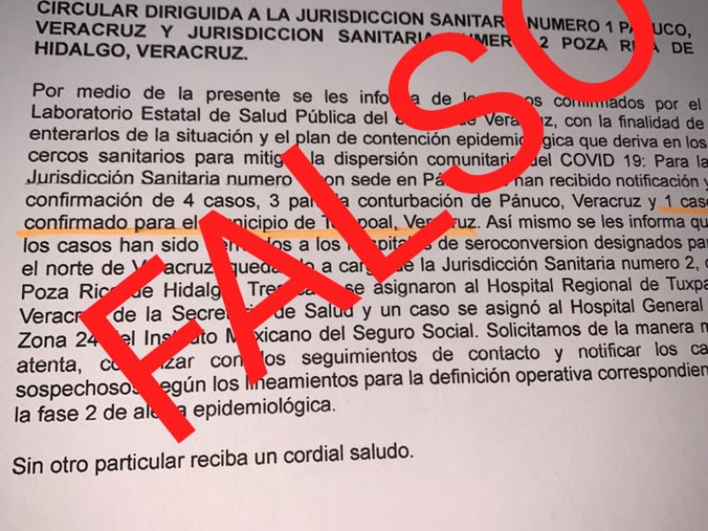 Desmienten nuevos casos en Veracruz