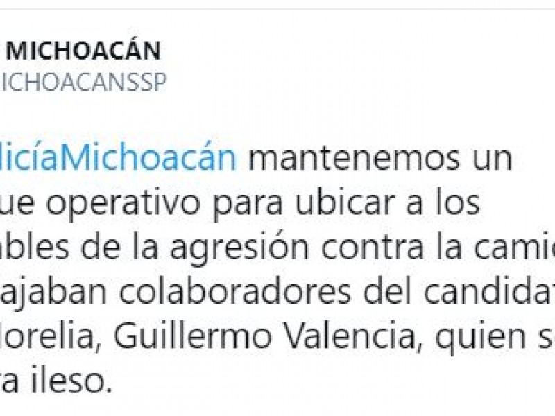 Despliegan operativo para localizar agresores del equipo de Guillermo Valencia