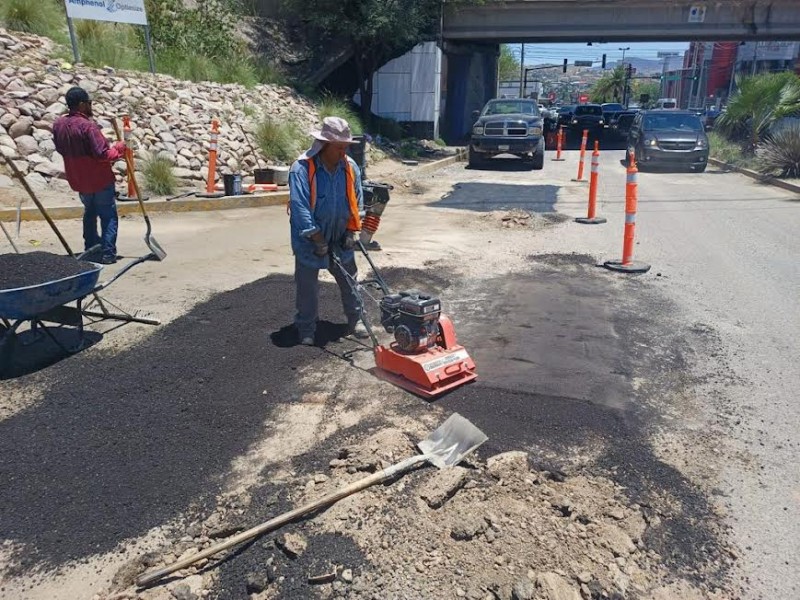 Después de meses tapan baches en el greco