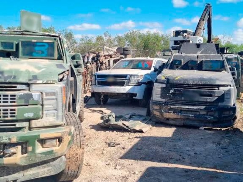 Destruyen en tamaulipas vehículos con blindaje artesanal