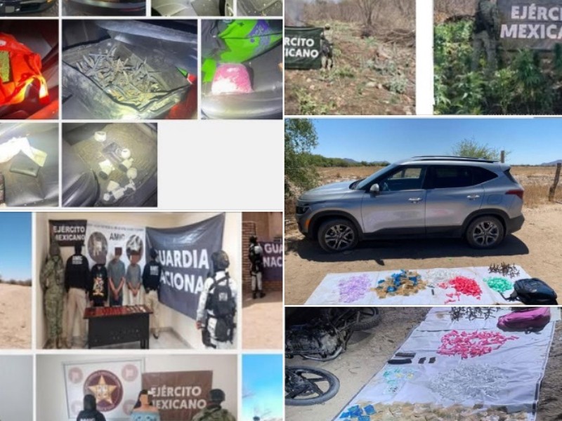 Detención de personas y aseguramiento de armas en Sonora