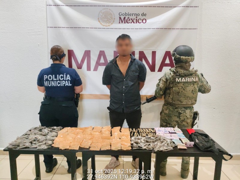Detiene Marina a presunto infractor con drogas en Guaymas