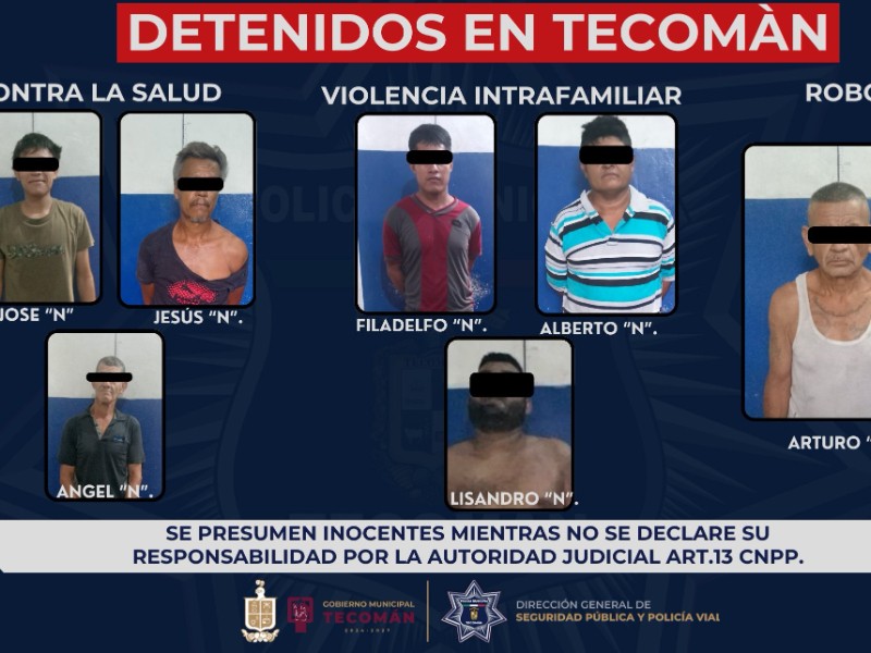 Detiene SSP Tecomán a siete personas por diversos delitos
