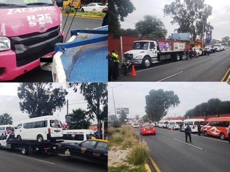 Detienen a 12 unidades irregulares en San Pedro Cholula