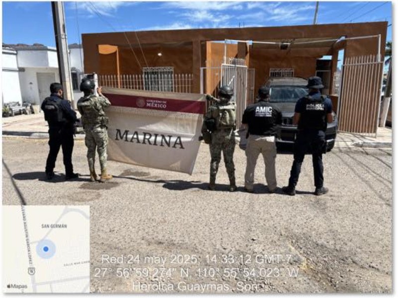Aseguran arsenal, droga y vehículo robado en cateo conjunto AMIC-SEMAR