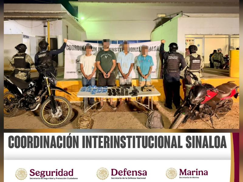 Detienen a cuatro hombres con armas y presunta cocaína en Rosario