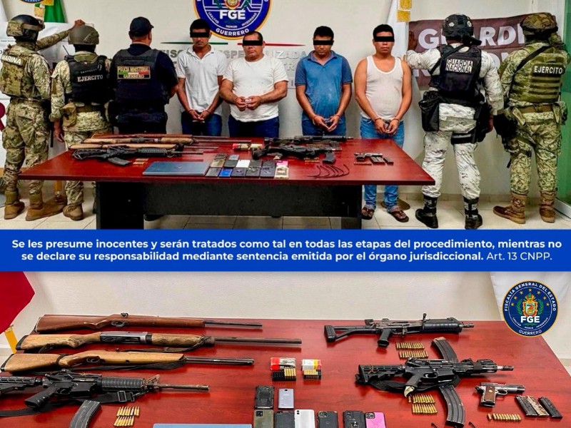 Detienen a cuatro y aseguran armas en Coyuca de Benítez