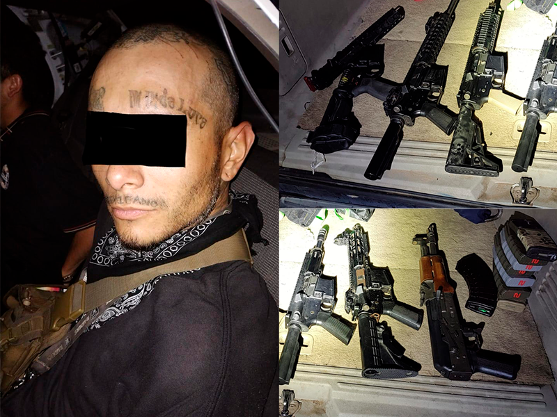 Detienen a dos con armas largas, chalecos y cargadores