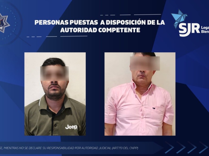 Detienen a dos personas por robo calificado en San Juan del Río