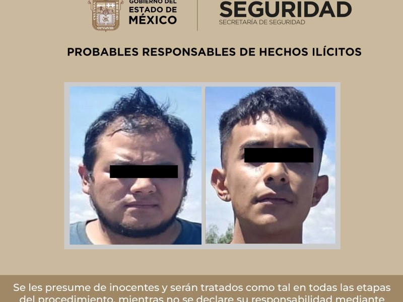 Detienen a dos sujetos en Zumpango por posible robo a transeúnte