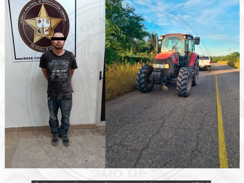 Detienen a “El Güero” por robo de tractor en Valle del Yaqui