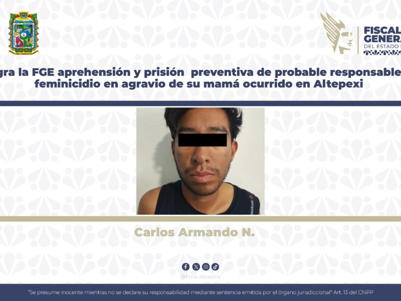 Detienen a hombre que presuntamente mató a su madre en Altepexi