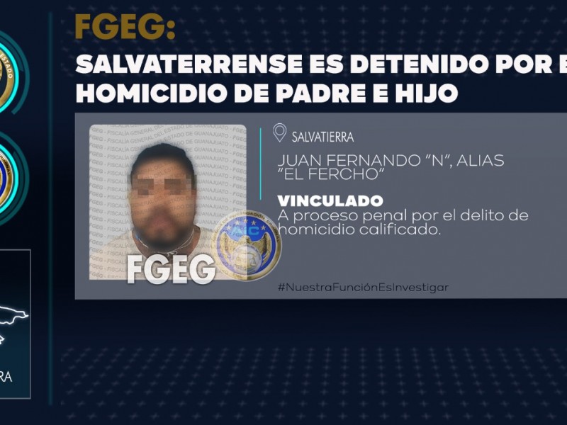 Detienen a homicida de padre e hijo en Salvatierra