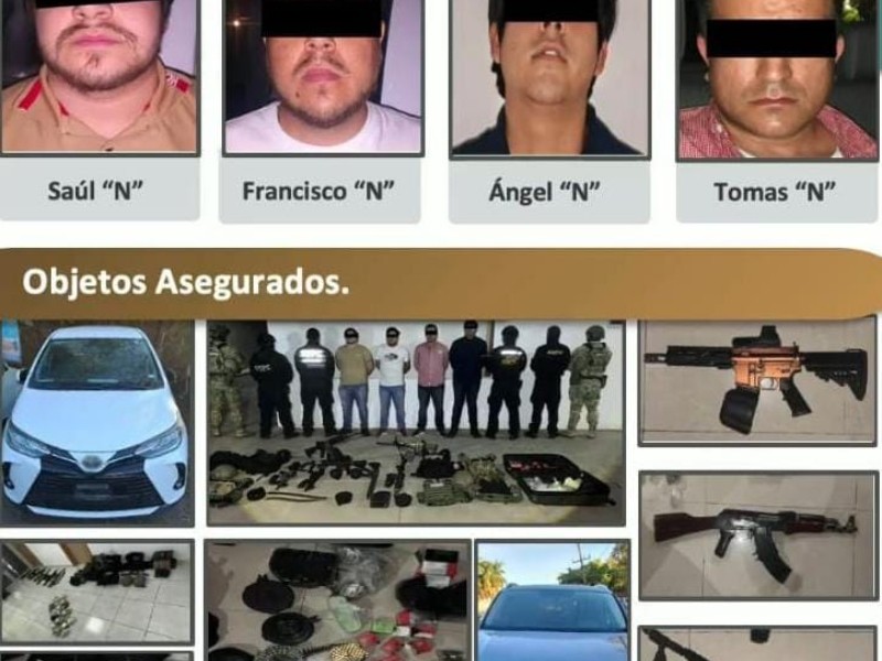 Detienen a “Jaguar” y tres personas por célula delictiva en Culiacán