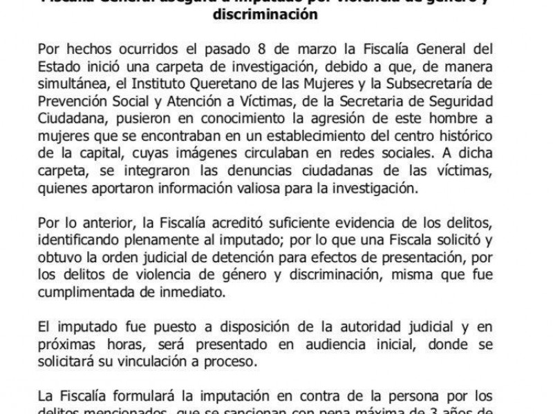 Detienen a joven por agresión a mujeres