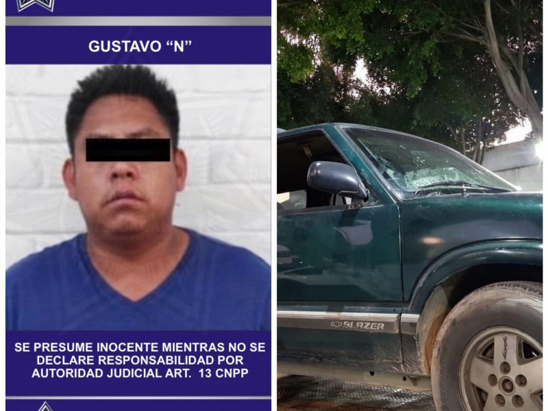 Detienen a ladrón de camioneta