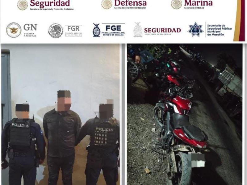 Detienen a motociclista en Mazatlán; unidad tenía reporte de robo