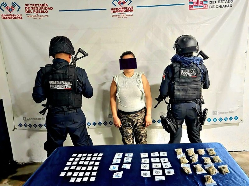 Detienen a mujer por narcomenudeo en Huehuetán
