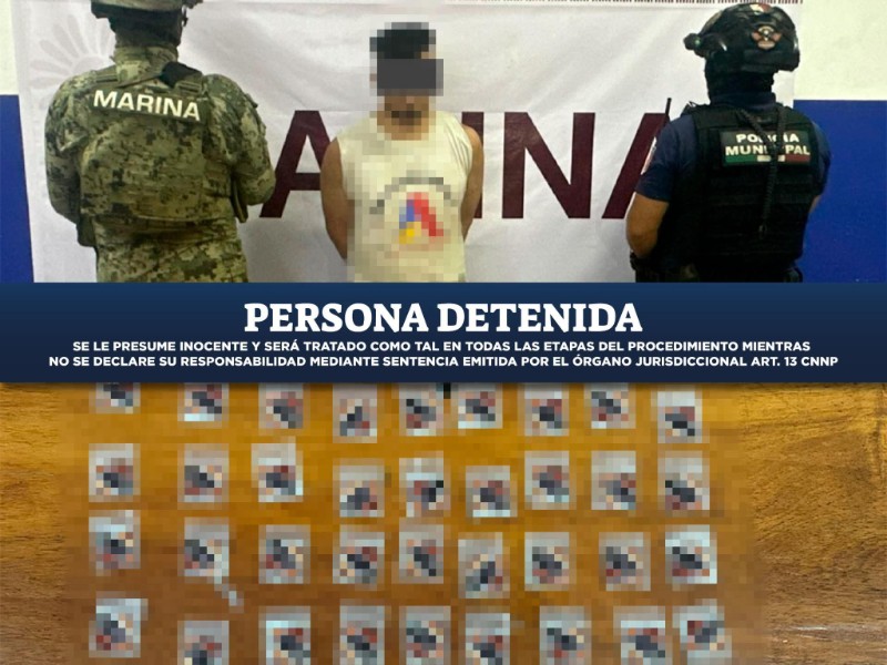 Detienen a presunto distribuidor de droga en Manzanillo