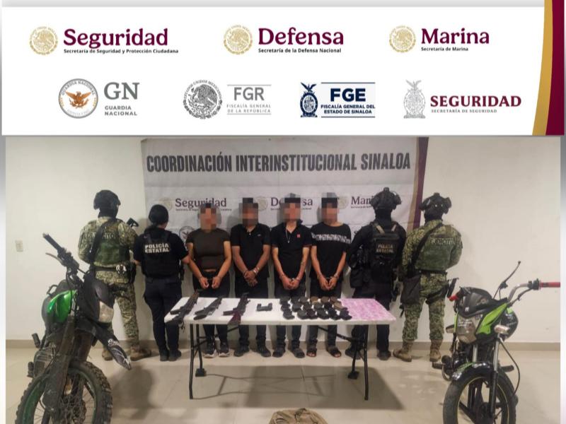Detienen a tres hombres y una mujer con armas en Concordia