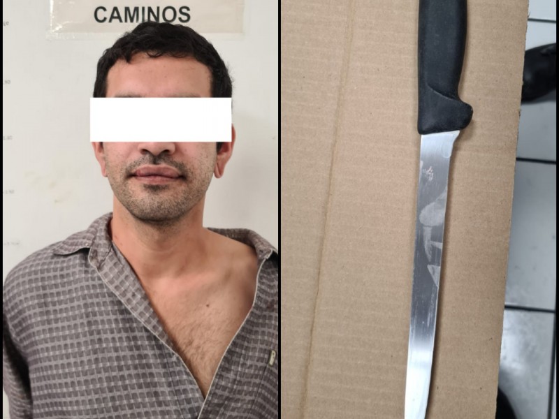 Detienen en Tepic a presunto agresor con cuchillo en mano