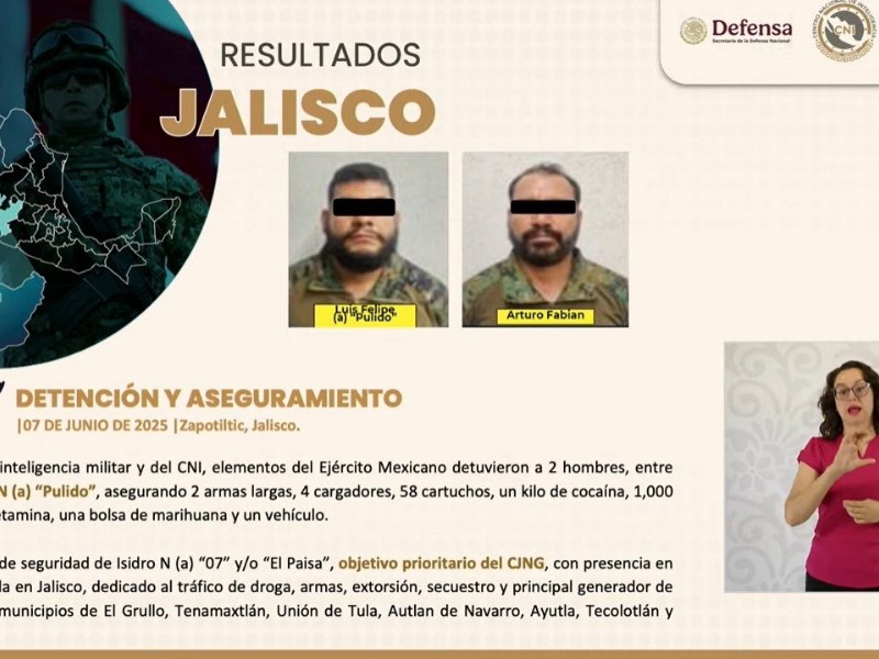 Detienen en Zapotiltic a jefe de seguridad del CJNG