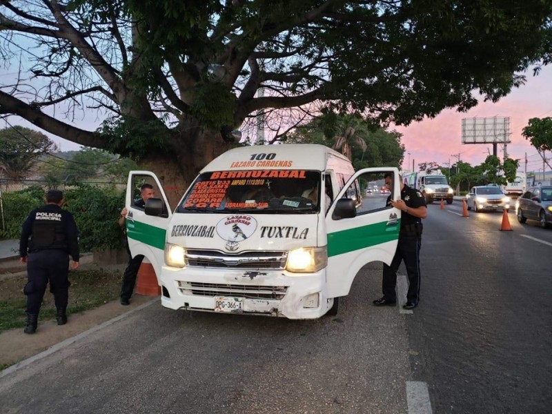 Detienen unidades de la ruta Tuxtla-Berriozábal