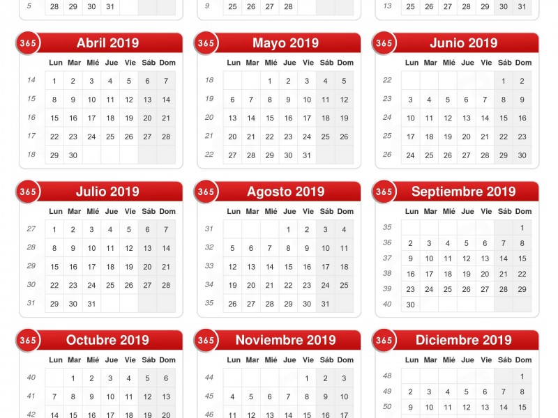 Días festivos del 2019