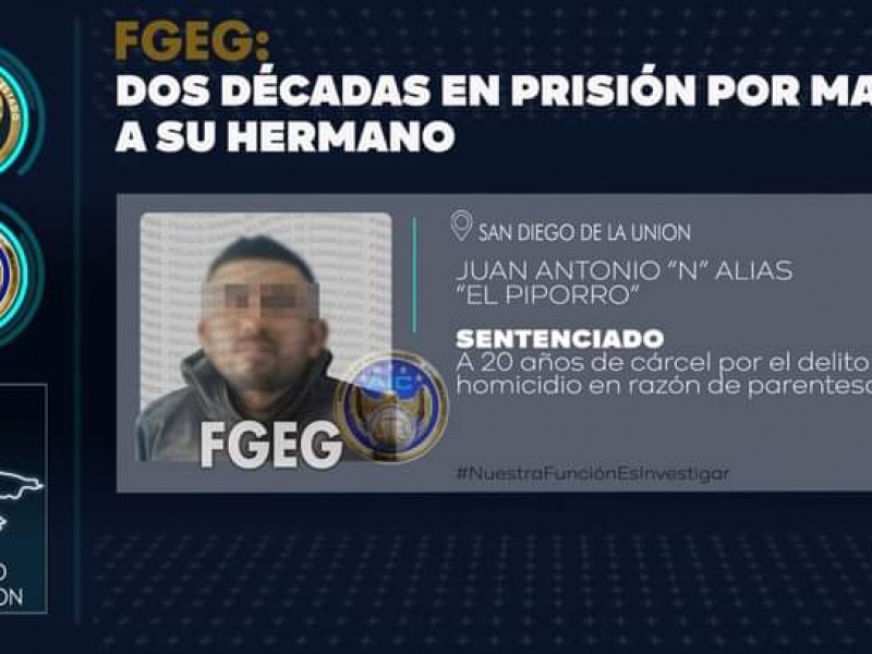 Dictan 20 años de cárcel por matar a su hermano