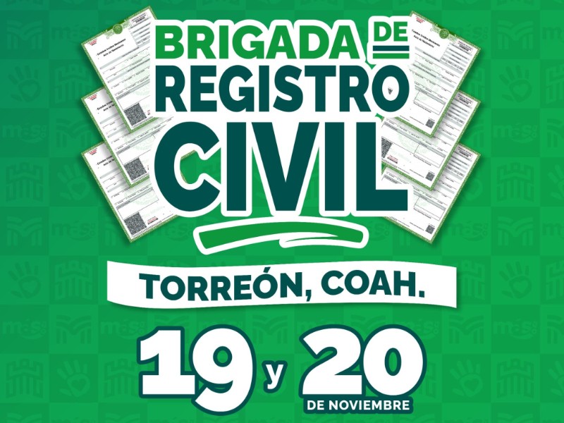 DIF Torreón invita a la brigada del Registro Civil con costos accesibles