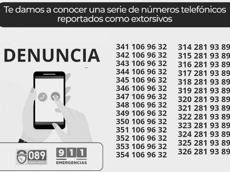 Difunden números telefónicos utilizados para extorsionar en Colima