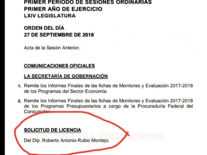 Diputado federal pedirá licencia