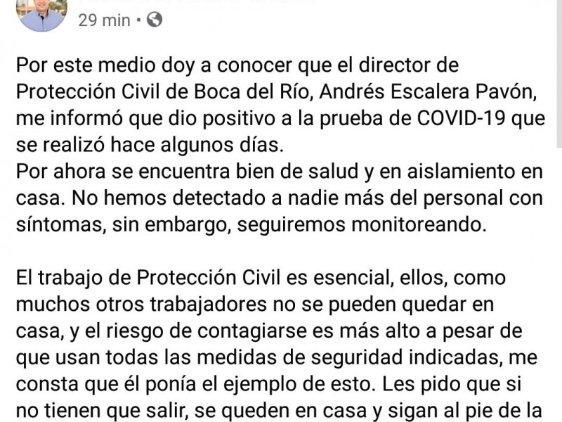 Director de PC de Boca del Río con COVID19