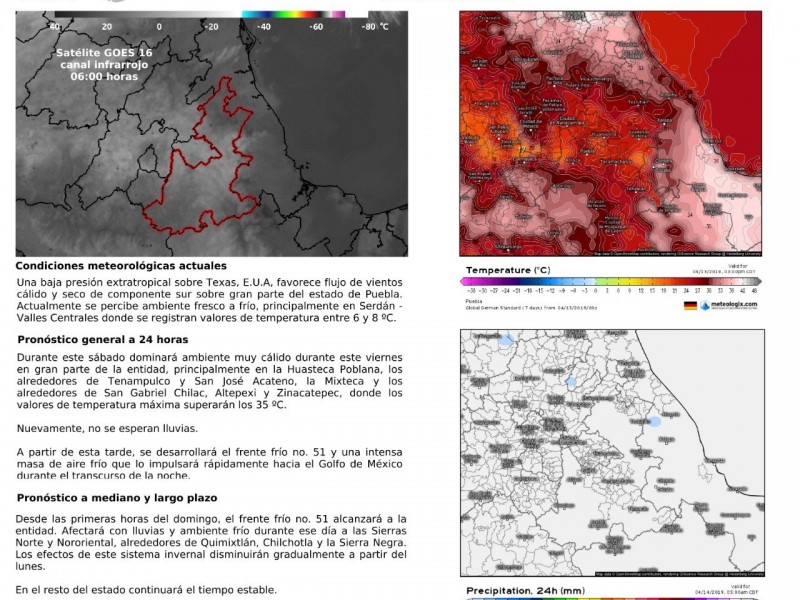 Disminución en la temperatura por Frente Frío 51